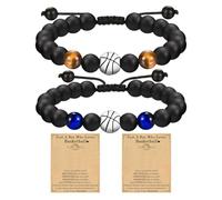 CHROMACRAFT Braccialetti da Basket 2 Pezzi, Design Creativo Regolabile di Perline - Regalo Dell'Amicizia per Ragazzi