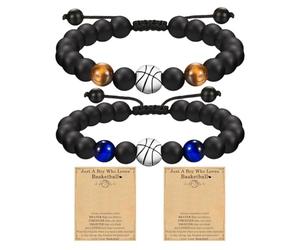 CHROMACRAFT Braccialetti da Basket 2 Pezzi, Design Creativo Regolabile di Perline - Regalo Dell'Amicizia per Ragazzi
