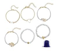 CHROMACRAFT Braccialetti da Donna da 6 Pezzi E Custodia da 1 Pezzo, Braccialetti Impilabili, Braccialetti Semplici Personalizzati, Braccialetti alla Moda