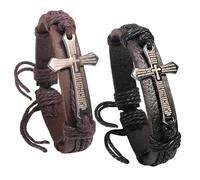 CHROMACRAFT Bracciali in Pelle da Uomo 2 Pezzi, Bracciali Intrecciati, Bracciali Incrociati Vintage, Bracciali Personalizzati, Bracciali da Uomo Regolabili