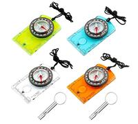 CHROMACRAFT Bussole da Esterno da 4 Pezzi E Fischietti in Metallo da 2 Pezzi, Bussola Impermeabile, Bussola Multifunzione, Bussola Portatile, Attrezzatura da Esterno