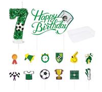 CHROMACRAFT Candela Numero 7 Elemento Calcio 1 Pezzo E Inserti A Tema Calcio 13 Pezzi, Decorazioni per Torte, Accessori per Feste di Compleanno per Bambini