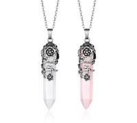 CHROMACRAFT Collana di Cristallo A Pilastro Esagonale da 2 Pezzi, Collana con Ciondolo Vintage, Collana da Donna, Accessori di Abbigliamento, Collana in Stile Elee