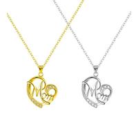 CHROMACRAFT Collana Madre 2 Pezzi, Collana con Ciondolo A Cuore, Collana di Strass, Collana con Lettere, Collana Regalo