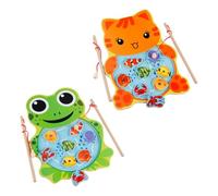 CHROMACRAFT Giocattolo da Pesca per Bambini in 2 Pezzi, Giocattolo per Pesci in Legno, Set da Gioco per Pesca Magnetico con Canna da Pesca, Accessori di Gioco Interattivi Genitore-Figlio