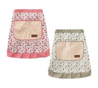 CHROMACRAFT Grembiuli Floreali in 2 Pezzi, Grembiuli da Donna, Grembiuli da Cucina, Grembiuli Morbidi E Traspiranti, Grembiuli Resistenti All'Olio, Forniture da Cucina