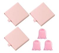 CHROMACRAFT Scatole Regalo Da 3 Pezzi E Sacchetti Di Flanella Da 3 Pezzi, Accessori Per L'Imballaggio Di Gioielli, Scatole Regalo Per Gioielli, Accessori Per Gioielli (Rosa)