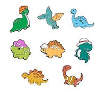 CHROMACRAFT Spille Dinosauro Cartone Animato da 8 Pezzi, Spille Carine E Creative, Spille per Bambini, Spille in Metallo, Spille Regalo, Spille Decorative