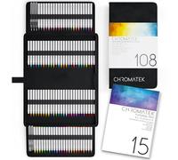 CHROMATEK Set di 108 penne acquerellabili, tra cui blocco da 15 pagine e serie di video tutorial online, 5 acquapens e 100 colori unici, penne a pennello reali, facilmente sfumabili, vivaci e lisci