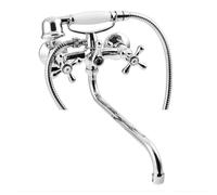 Chrome croce rubinetto testa di riempimento vasca + miscelatore doccia a parete, lunga 30 centimetri beccuccio