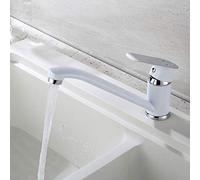 Chrome Kitchen Faucet Sink Water Faucet Brass Mixer Crane 360 Degree Rotating Deck Mounted Cold&Hot Kitchen Mixer Taps,White