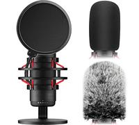 ChromLives, filtro antipop per Hyperx Quadcast, 3 in 1 Quadcast S Mic Pop Filter + Parabrezza Peloso + Copertura per microfono Hyperx, set professionale di filtri QuadCast Pop con riduzione del rumore
