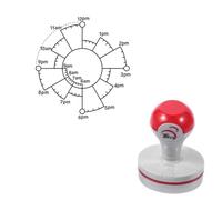 Chronodex Timbro autoinchiostrante in gomma per agenda, rotondo, 4,1 cm | Quadrante segmentato dalle 6 alle 12 con tacche AM/PM e minuti, inchiostro nero. Per diario, scrapbooking