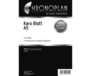 Chronoplan 50304 Forms Notepaper (A5) 50 Sheets White DIN A5 Chequered