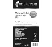 Chronoplan 50546 - Inserto per calendario 2026 (programma settimanale Midi (96 x 172 mm), ideale per pianificazione settimanale dettagliata, 1 settimana su 2 pagine in colonne, con foro universale