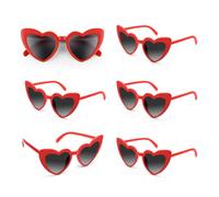 CHRORINE 6/10/20 occhiali da sole a forma di cuore, per feste, addio al nubilato, da donna, per matrimoni, damigelle d'onore, accessori regalo, Colore: rosso, 6.02"