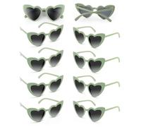 CHRORINE Confezione da 6/10/20 occhiali da sole a forma di cuore retrò vintage occhiali da sole per addio al nubilato da donna, Verde