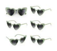 CHRORINE Confezione da 6/10/20 occhiali da sole a forma di cuore retrò vintage occhiali da sole per addio al nubilato da donna, Verde