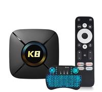 CHROX Android TV Box 14.0, Smart TV Box 4K HD WiFi 6 con RK3528 Quad-Core 64 Bit 3D 2.4G/5G WiFi 10/100M Ethernet BT5.0 USB 3.0 DLNA H.265 con Mini Tastiera Wireless,2gb+16gb