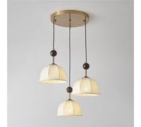 chrtyum Lampade E26/E27 French Farmhouse Vintage Pendant Light Height Adjustable With Linen Shade Ceiling Hanging Lamp For Dining Room Bedroom Living