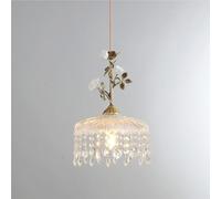 chrtyum Lampade French Retro Kitchen Island Flower Glass Pendant Light, Adjustable Height Ceiling Hanging Lamp For Aisle Farmhouse Bedroom Living Room