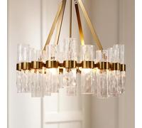 chrtyum Lampade Lampadario in vetro riciclato Artisan Glow, stile industriale, fatto a mano, dimmerabile, for sala da pranzo e soggiorno(Brass)