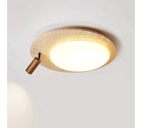 chrtyum Lampade Plafoniera LED da incasso rotonda di metà secolo, paralume girevole, plafoniera soffitto, illuminazione in pietra naturale, faretto E27 in noce, stile Art Déco, luce vintage(Walnut)
