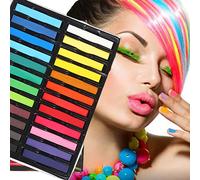 CHSEEO 24 colori gessetti per capelli per ragazze, capelli scuri, lavabili, colori temporanei per carnevale, Natale, Halloween, compleanni, feste, 18 compleanni, ragazze
