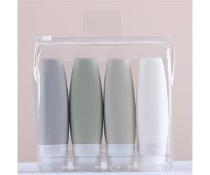 CHSEEO 4 Pezzi Bottiglie da Viaggio in Silicone Contenitori da Viaggio Cosmetici Set di Flaconi da Viaggio Accessori da Viaggio Aereo per Shampoo Balsamo Crema Lozione 90ml # 3