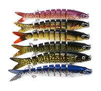 CHSEEO 8PC Multi-snodato Esca Da Pesca Esche Rigide Ami Da Pesca Multi-segmenti Swimbaits Esche Artificiali per Bass Walleye Giallo Persico Pike Roach Trota Muskie