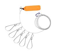 CHSEEO Fish Stringer, 11 Piedi Pesca Stringer Portapesci per Unisex Adulto, con 5 Fibbie Corda da Pesca, Borsa di immagazzinaggio, Pesca in mare, Accessori per pesca, D'argento