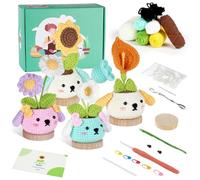 CHSEEO kit Uncinetto Principianti, 4 PCS Disegni Uncinetto Set con Tutorial Video Amichevoli, Adatti Come Regalo di Compleanno, Ringraziamento, Natale