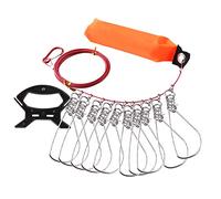 CHSEEO Portapesci in Acciaio Inossidabile con 10 Fibbie, Galleggiante da pesca, 27 Piedi Heavy Duty Fish Stringer Lock, Cordino Attrezzo da Pesca Kit Attrezzo da Pesca, Rosso