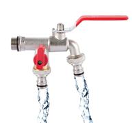 CHSEEO Raddoppiare Rubinetti da Esterno, 1/2 Inch Ingresso e Due 3/4 Inch Presa Divisore per Tubo Flessibile, Resistente alla Ruggine e al gelo Separatore Rubinetto Esterno