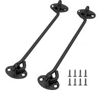 CHSEROK 2 Pezzi Gancio Fermaporta, 250mm Acciaio Inox Chiavistello Porta con Occhielli, Nero Ferma Persiane con 8 Viti, Gancio per Persiane per Chiuder, Casa, Giardino, Recinzione
