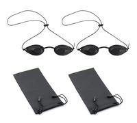 CHSEROK 2 Pezzi Occhialini per Solarium, Regolabile Occhiali di Protezione Solarium, Silicone Occhiali Infrarossi, Nero Occhialini Solarium UV, con Pochette, per Centro Estetico, Casa