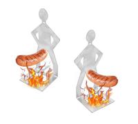 CHSEROK Salsiccia - Set di 2 griglie per barbecue, in acciaio inox, 205 x 75 mm, per barbecue, regalo