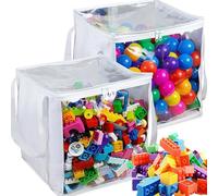 CHSG 2pz Borsa Portaoggetti per Giocattoli con Cerniera, Sacchetti Trasparenti in PVC, 13.8x13.8x13.8inch, Di Sacchetti per Giocattoli per Bambini, per Riporre Giocattoli, Libri e Vestiti.