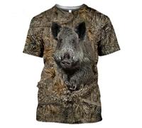 CHSLO Uomo 3D T Shirt Magliette Estate Cinghiale Coniglio Cervo Caccia alla Volpe Animale Unisex Stampa Digitale 3D T-Shirt Girocollo da Uomo A Maniche Corte Sciolto Fitness Elasticizzato Traspirant