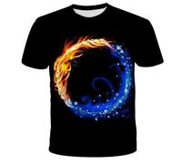 CHSLO Uomo 3D T Shirt Magliette Estate Drago del Fuoco del Ghiaccio della Palla di Fuoco T-Shirt Unisex con Stampa Digitale 3D, Girocollo, Manica Corta da Uomo, Fitness Ampio, Elastico E Traspirante