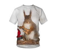 CHSLO Uomo 3D T Shirt Magliette Estate Elefante Scoiattolo Cane Unisex Stampa Digitale 3D T-Shirt Girocollo da Uomo A Maniche Corte Sciolto Fitness Stretch Top Sportivo Traspirante Oversize