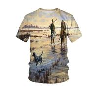 CHSLO Uomo 3D T Shirt Magliette Estate Fotografia Paesaggio All'Aperto Cane da Caccia Motocicletta T-Shirt con Stampa Digitale 3D Unisex T-Shirt da Uomo Girocollo Manica Corta Mezza Manica Elastica