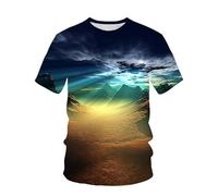 CHSLO Uomo 3D T Shirt Magliette Estate Fotografia Paesaggio All'Aperto Cane da Caccia Motocicletta T-Shirt con Stampa Digitale 3D Unisex T-Shirt da Uomo Girocollo Manica Corta Mezza Manica Elastica