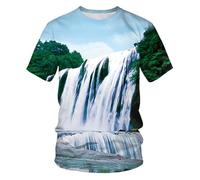 CHSLO Uomo 3D T Shirt Magliette Estate Fotografia Vento Ombra Montagna Tramonto T-Shirt Unisex Stampata in 3D Girocollo Manica Corta da Uomo Mezza Manica Elastica Allentata Top Oversize