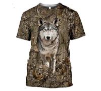 CHSLO Uomo 3D T Shirt Magliette Estate Lupo Aquila Piccione Coniglio Volpe Animale Unisex T-Shirt Stampata in 3D Girocollo da Uomo A Maniche Corte Sciolto Elastico A Mezza Manica Pullover Traspirant