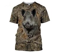 CHSLO Uomo 3D T Shirt Magliette Estate Lupo Aquila Piccione Coniglio Volpe Animale Unisex T-Shirt Stampata in 3D Girocollo da Uomo A Maniche Corte Sciolto Elastico A Mezza Manica Pullover Traspirant