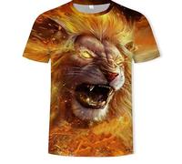 CHSLO Uomo 3D T Shirt Magliette Estate Peculiare Pecora Cavallo Leone Animale Unisex Stampata Digitale 3D T-Shirt Girocollo da Uomo A Maniche Corte Sciolto Fitness Elasticizzato Traspirante Top SPOR