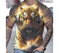 CHSLO Uomo 3D T Shirt Magliette Estate Peculiare Pecora Cavallo Leone Animale Unisex Stampata Digitale 3D T-Shirt Girocollo da Uomo A Maniche Corte Sciolto Fitness Elasticizzato Traspirante Top SPOR