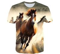 CHSLO Uomo 3D T Shirt Magliette Estate Peculiare Pecora Cavallo Leone Animale Unisex Stampata Digitale 3D T-Shirt Girocollo da Uomo A Maniche Corte Sciolto Fitness Elasticizzato Traspirante Top SPOR
