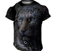 CHSLO Uomo 3D T Shirt Magliette Estate Peculiare Pecora Cavallo Leone Animale Unisex Stampata Digitale 3D T-Shirt Girocollo da Uomo A Maniche Corte Sciolto Fitness Elasticizzato Traspirante Top SPOR